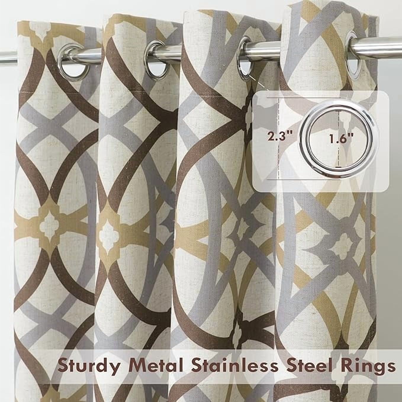 DriftAway Linen 100% Blackout Curtains for Bedroom Linen Look Room Darkening Curtain Draperies Thermal Insulated Grommet Textured 52 Inch by 84 Inch 2 Layers 2 Panels Alexander Brown
