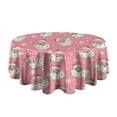 thumbnail image 5 of Pink Christmas Santa Pattern Round Tablecloth 60"x60",Wrinkle Wipeable Table Cloth for Kitchen Dining Room Picnic Patio Party, 5 of 6