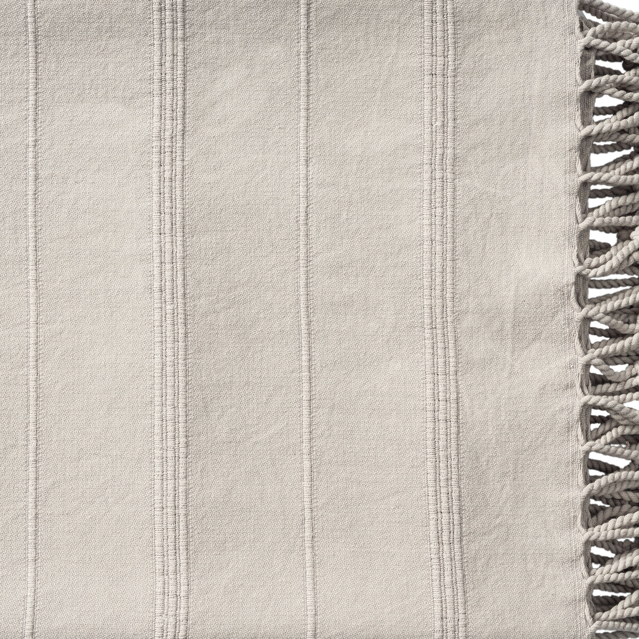 Ox Bay Sarra Beige Striped Fringed Ultra-Soft Turkish Cotton Reversible Throw Blanket, 50" x 60"