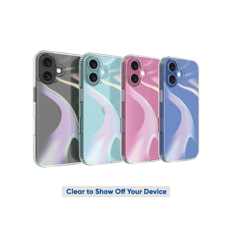 Onn Phone Case for iPhone 16 Iridescent Illusion Drop