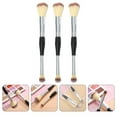 thumbnail image 4 of ELAYARD 3-Piece Black Dual-Ended Makeup Brush Set for Foundation, Blush, and Powder Application, 4 of 7