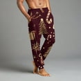 thumbnail image 4 of WTOBBY Men's Drawstring Pocket Cuffed Casual Pants Home Sleep Pants with Christmas Print Comfortable Soft Lounge Men's Trousers,Coffee M, 4 of 7