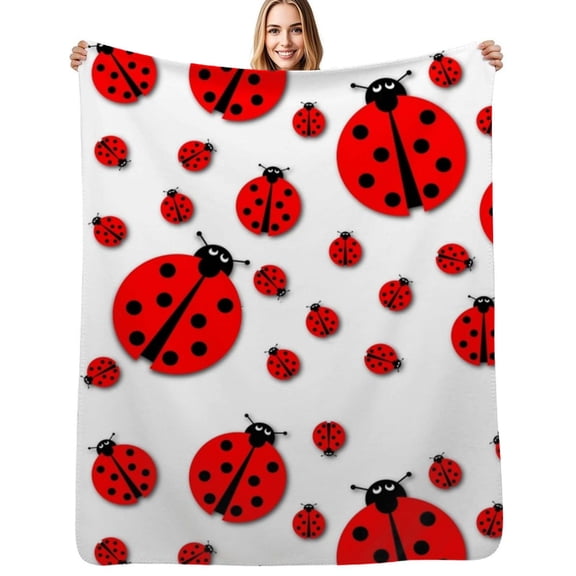 Ladybug Flannel Blanket Warm Soft Bedding Throws Winter Camping Chair Sofa Bed