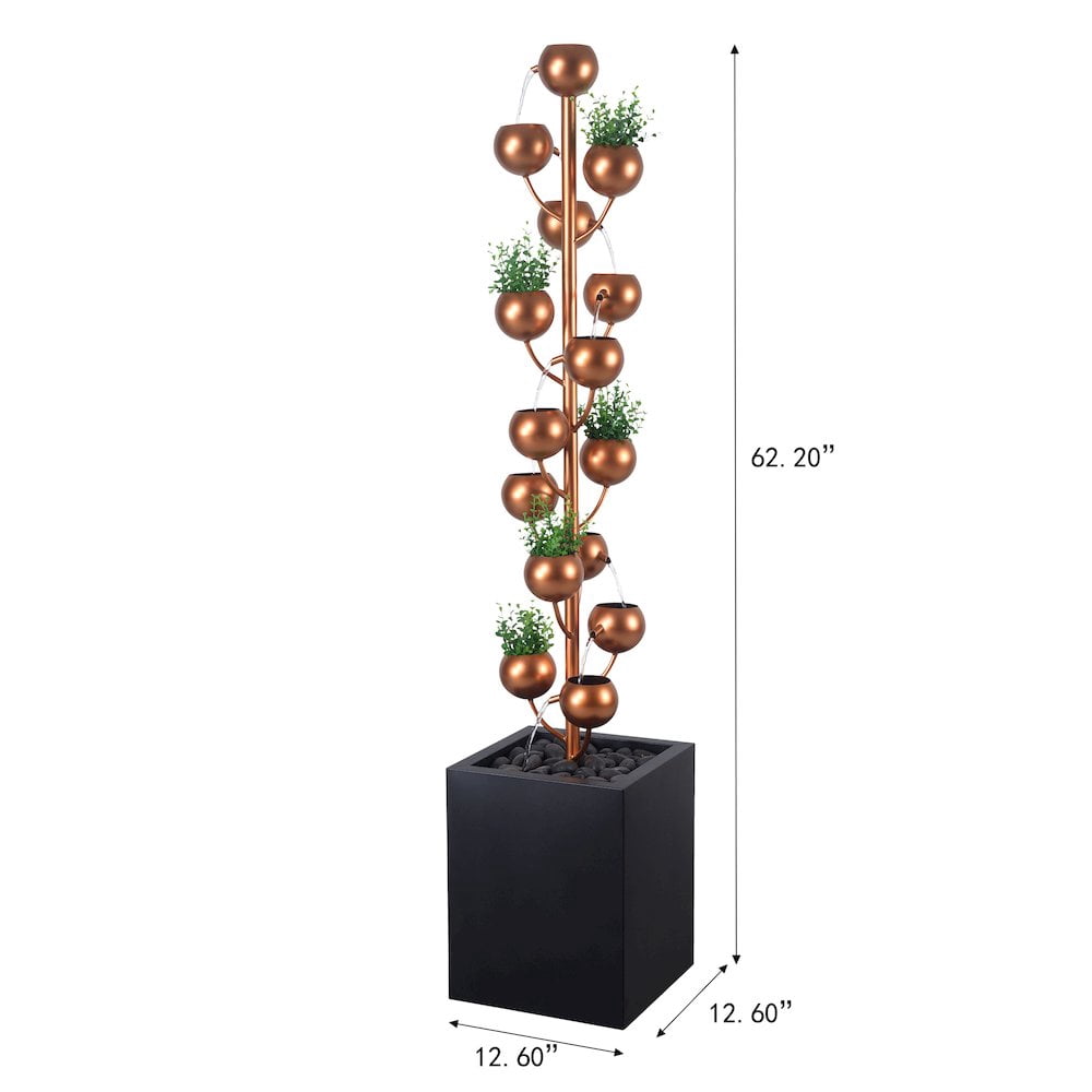Outdoor Metal Golden Bowl Fountain with Planter