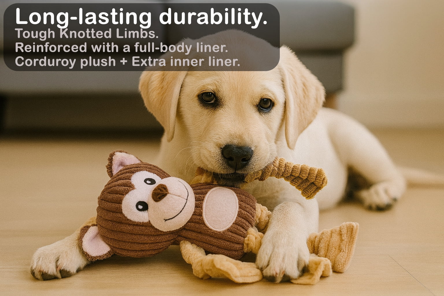 Jalousie 5 Pack Dog Squeaky Toys with Knotted Arms and Legs for Chewing Dog Plush Toy Medium Large Dog Toy Bundle