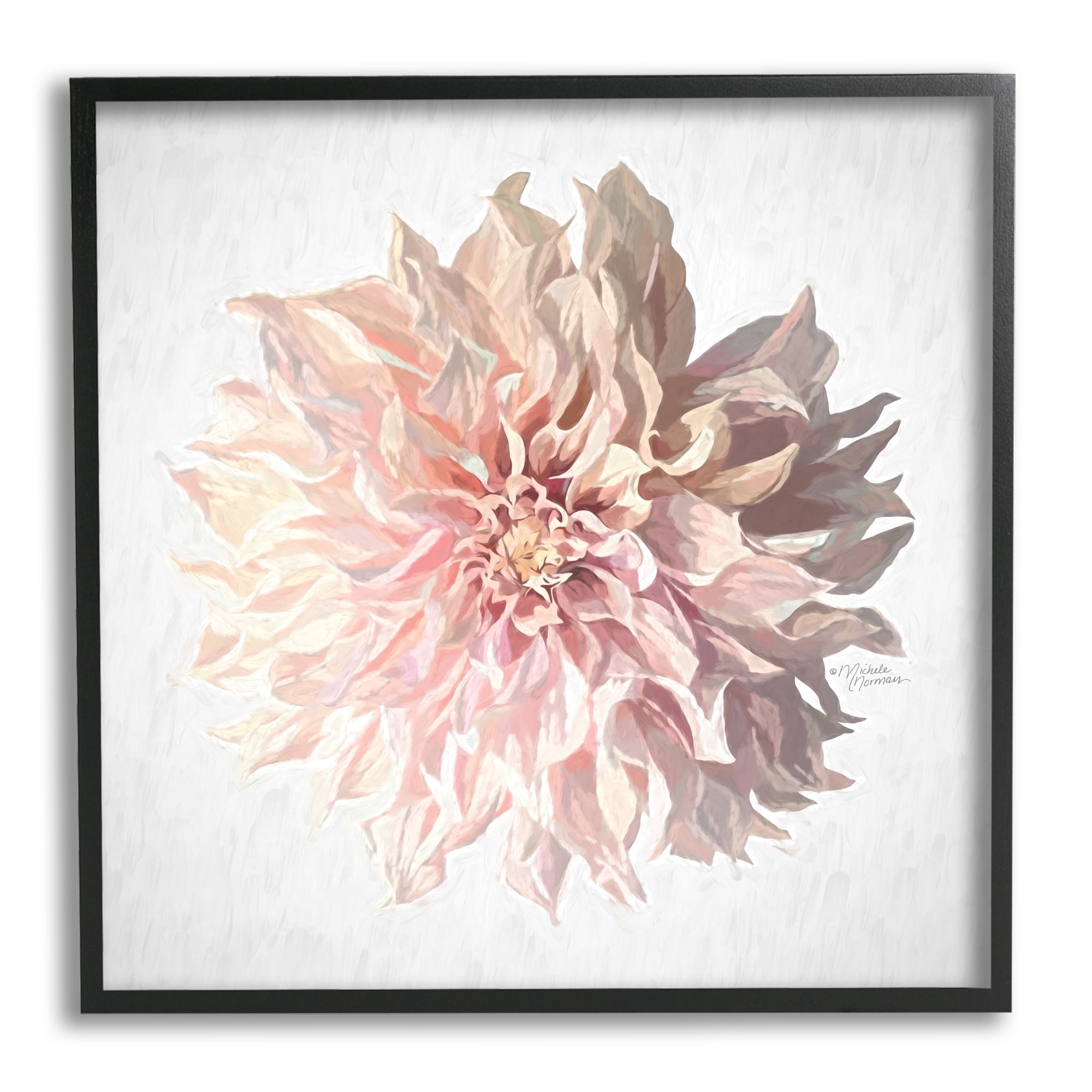 Stupell Industries Abstract Dahlia Flower Blossom Pink Sunlit Petals Painting Black Framed Art Print Wall Art, Design by Michele Norman
