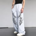 thumbnail image 2 of CONZONE Men's Baggy Sweatpants Gothic Wide Leg Pants for Men Trendy Elastic Waist Graphic Y2K Soft Streetwear Joggers With Pocket, 2 of 6