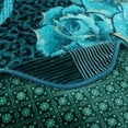 thumbnail image 3 of Immerse Yourself in Warmth with Our Double-Ply Sided Quilted Raschel Blanket - Weighted, Reversible, Cozy, and Ideal for All Seasons, Featuring a Chic Teal Floral Design with Wavy Lines, King,83*95in, 3 of 4