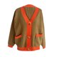 thumbnail image 5 of Suéter de cuello en V para mujer, cárdigan de punto en contraste, suéter de cuello en V, top de poliéster para mujer, 5 of 5