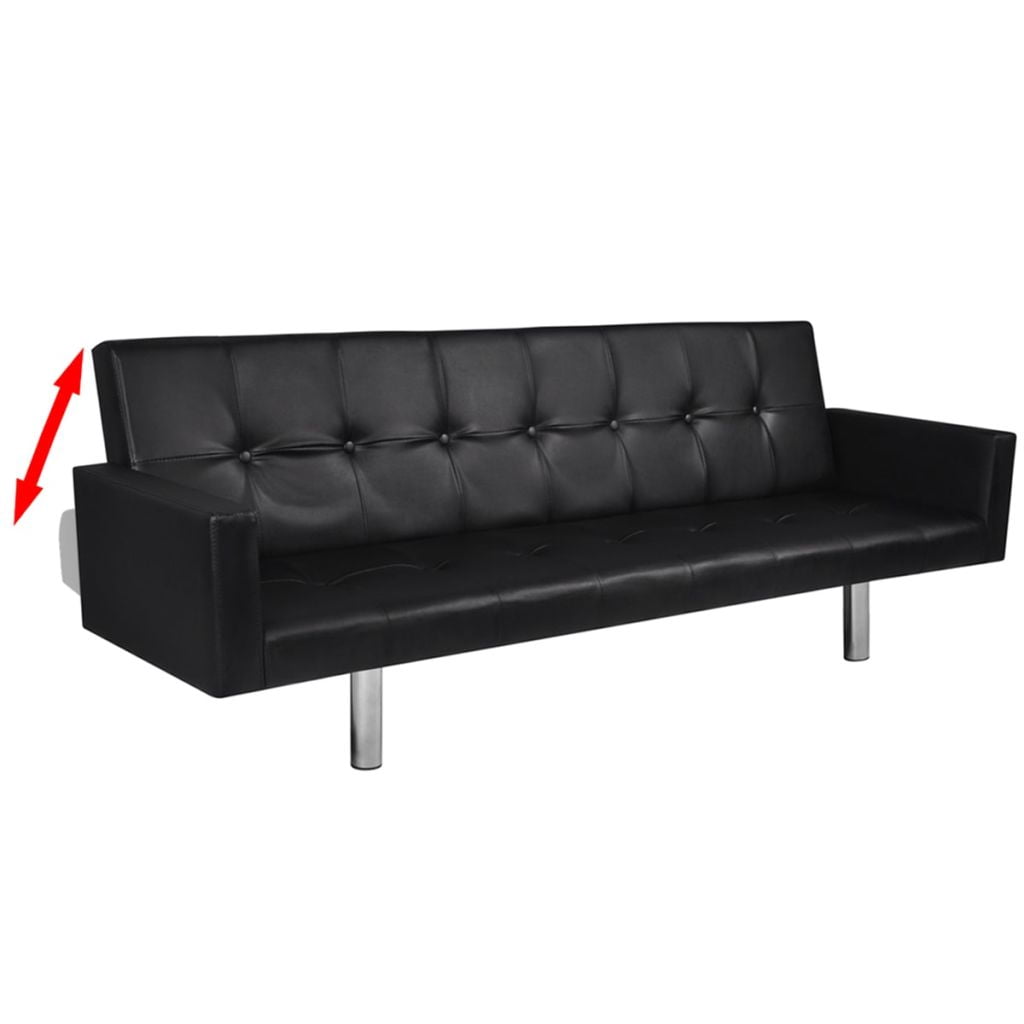 Kepooman Modern Folding Artificial Leather Sofa Bed for Home Office, Black Kepooman Modern Folding Artificial Leather Sofa Bed for Home Office, Black