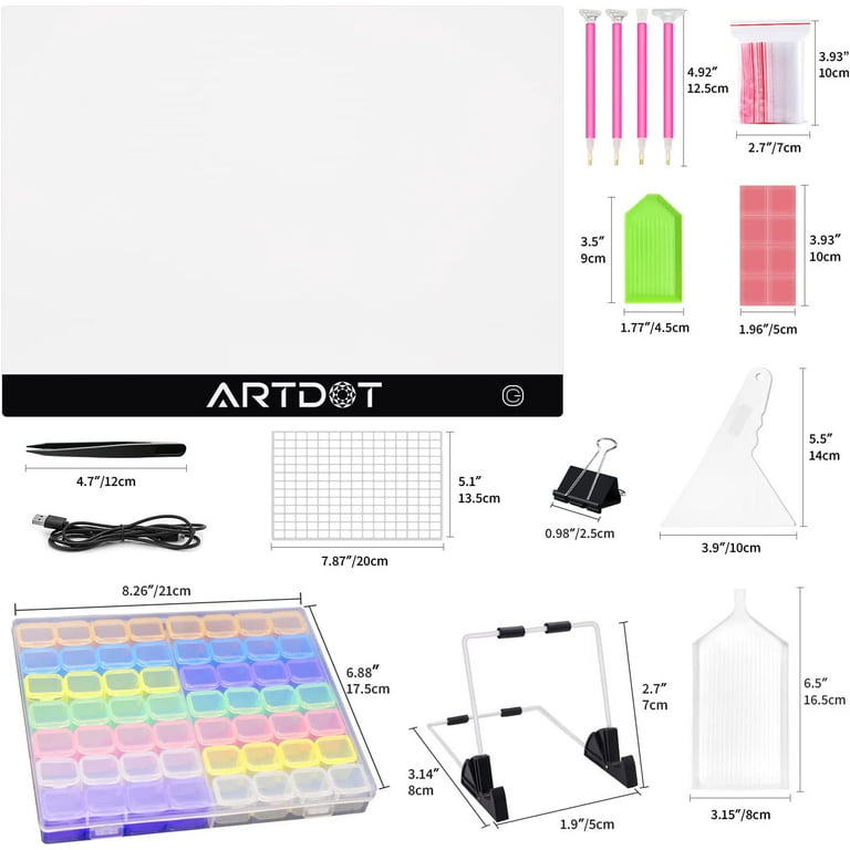 ARTDOT A3 LED Light Pad for Diamond Painting Accessories, USB Powered Light  Board Kit, Adjustable Brightness with Diamond Painting Tools Detachable  Stand and Clips : : Home