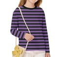 thumbnail image 4 of fatyb Kids Striped Long Sleeve Shirts for Boys Girls Color Block Casual Tops Lightweight Crew Neck Tees, 4 of 7