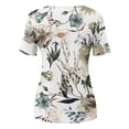 thumbnail image 3 of Qiopertar T-Shirts d'Été Mode Décontractée Col Rond Imprimé Manches Courtes Blouse Confortable pour Femmes Grandes Économies de Vacances! Offres de la Semaine Liquidation, 3 of 4
