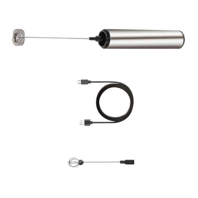 COMPUKAS 1 Set of Electric Milk Frother Whisk for Coffee Three Layer Spring Design Rechargeable for Home Kitchen
