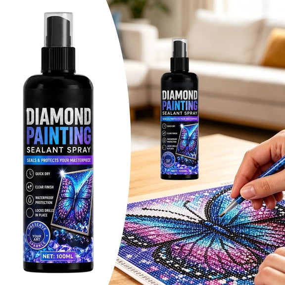 4.33in 100ml Diamond Painting Sealant Spray, Gloss Clear Finish Art Protective Coating Spray for Diamond Drills, DIY Paintings, Puzzles, Craft Projects & Craft Storage Folder Supply