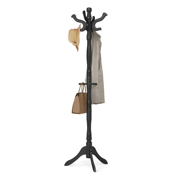 Perchero VASAGLE URCR005B01 de madera maciza de caucho con 11 ganchos, negro
