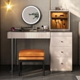 thumbnail image 6 of Lartis Vanity Desk with Mirror and Lights | Makeup Vanity Table with Stool Dressing Table with Drawers Vanity with Lighted Mirror and Side Cabinet for Bedroom, 6 of 13