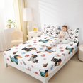 thumbnail image 3 of Homewish Cartoon Dachshund Dog Queen Sheets,Cute Flowers Queen Sheet Sets,White,4-Piece,1 Flat Sheet, 1 Fitted Sheet and 2 Pillowcases, 3 of 6