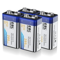 EBL 9-Volt Rechargeable Batteries Ni-MH for Camera Flashlight Toys, 4 Count
