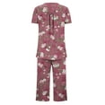thumbnail image 5 of Tnhcen Women's Summer Floral Print Henley Sleepwear Set - Button-Up Short Sleeve Top Capri Pants with Side Pockets Stretchy Pajamas Set Loungewear (S-3XL), 5 of 7