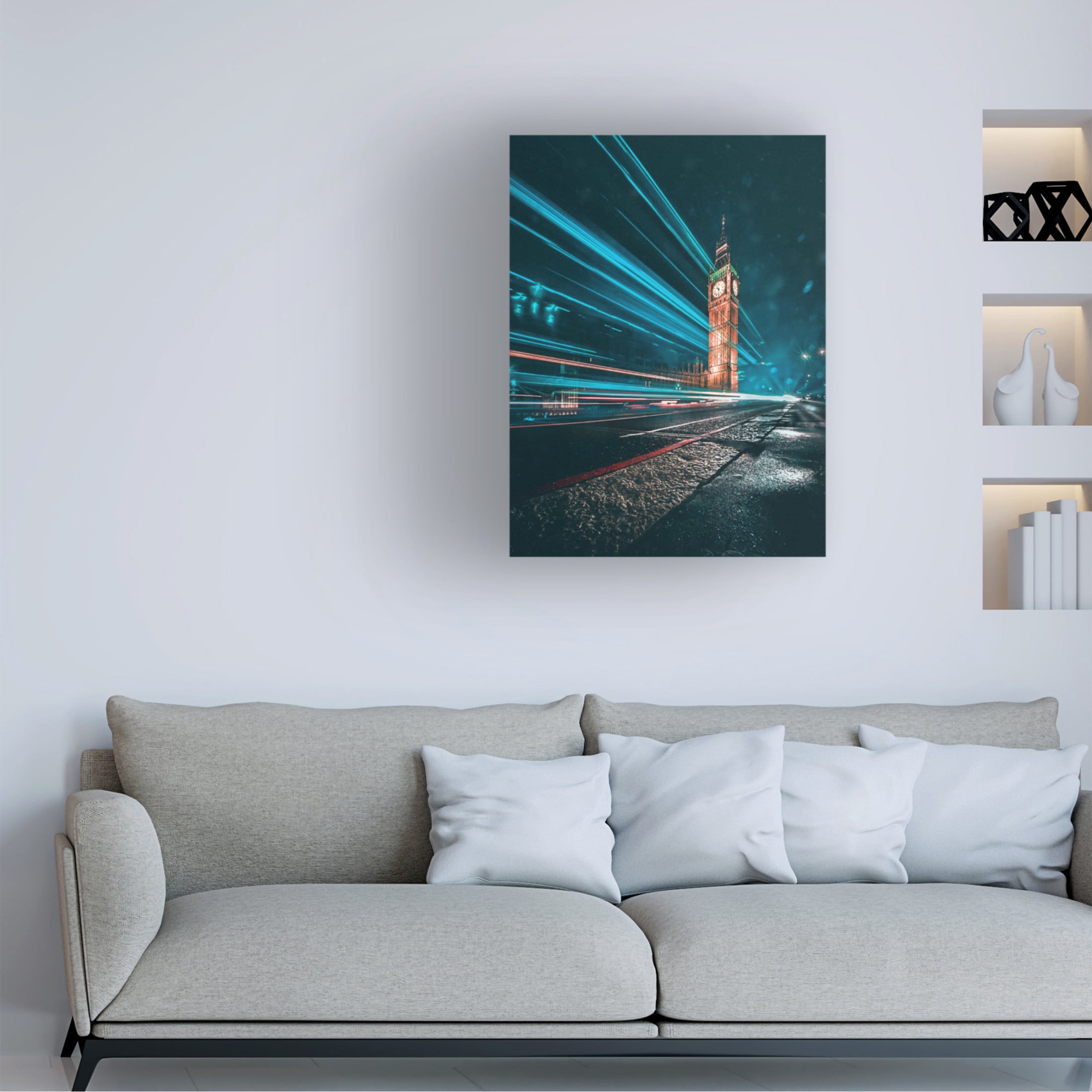 Canvas Wall Art - David George 'Big Ben Night Trails' Wall Art for Living Room, Bedroom, or Office D?cor by Trademark Fine Art - 18 x 24 Inches