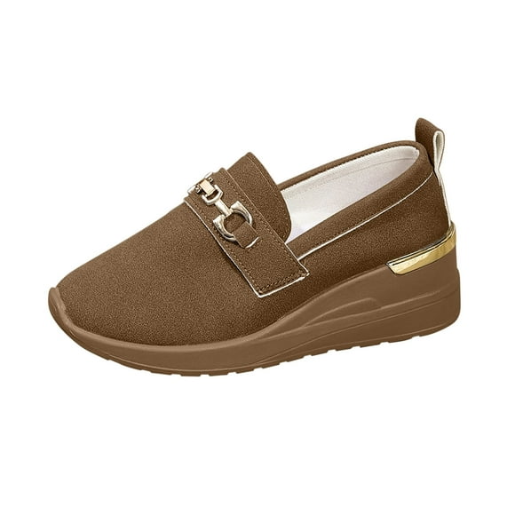 LOVZFMLL Women's Loafer Shoes Comfort Slip-On Walking Flat Shoes Casual Moccasins Penny Loafers Lady Work Dress Shoes Brown 7.5