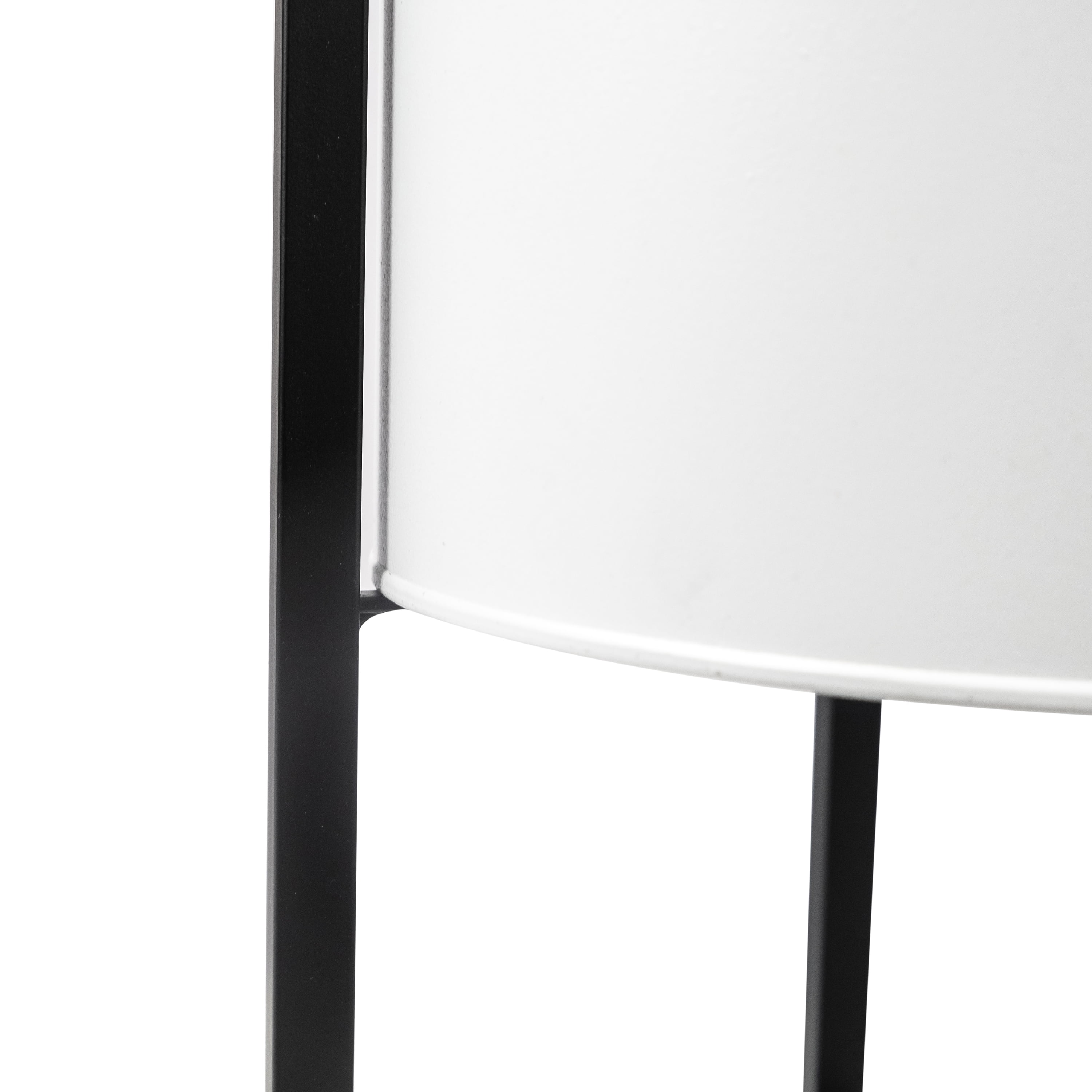Mainstays 11 inch White Round Metal Planter with Black Metal Stand, 11 in Length x 15 in Height, Indoor