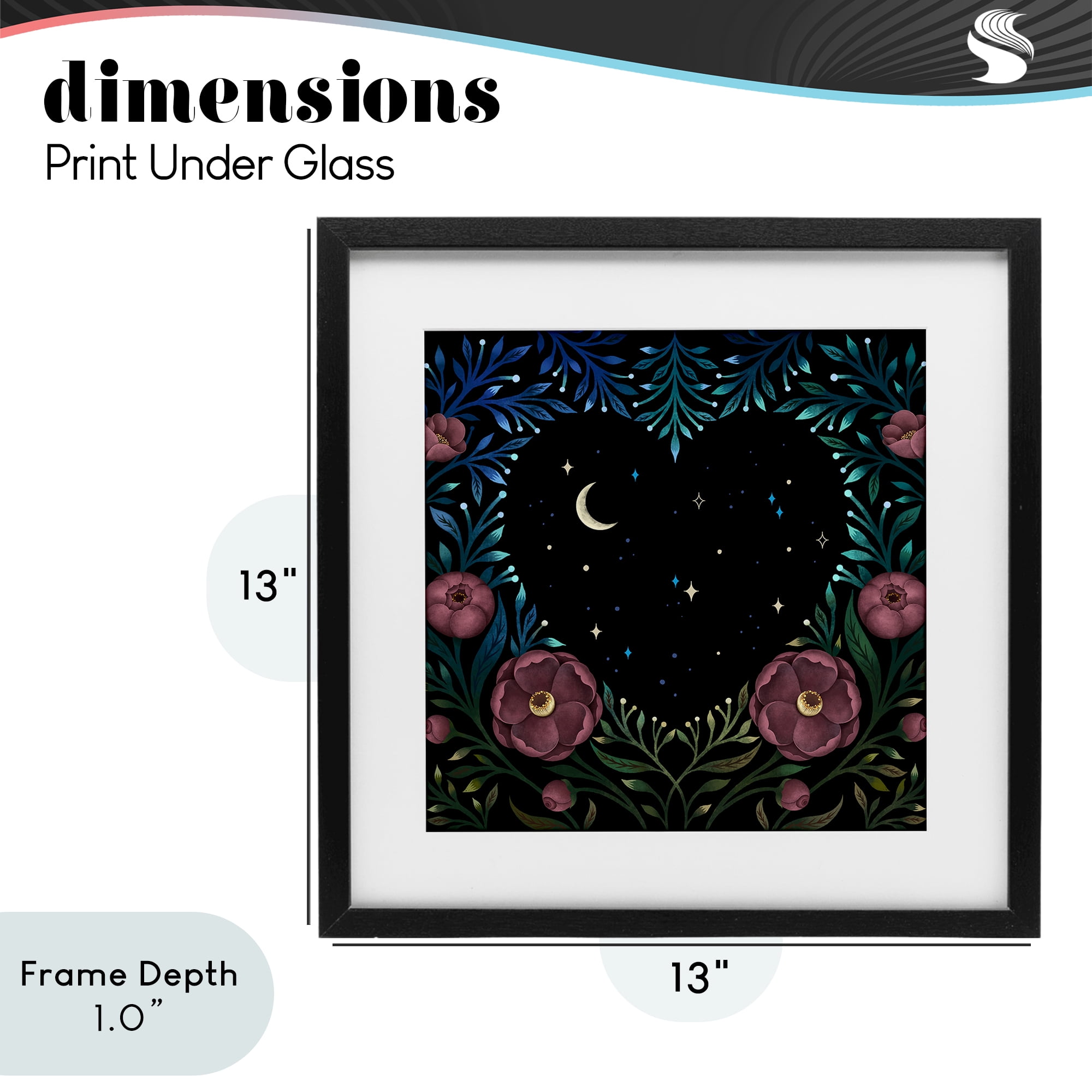 Stupell Industries Heart Night Sky Garden Black Framed Print Under Glass, design by Episodic Drawings