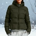 thumbnail image 4 of Itsame Puffer Jackets Womens Winter Coats Solid Color Casual Zipper Cotton for Women Waterproof Jacket Army Green Size S, 4 of 9