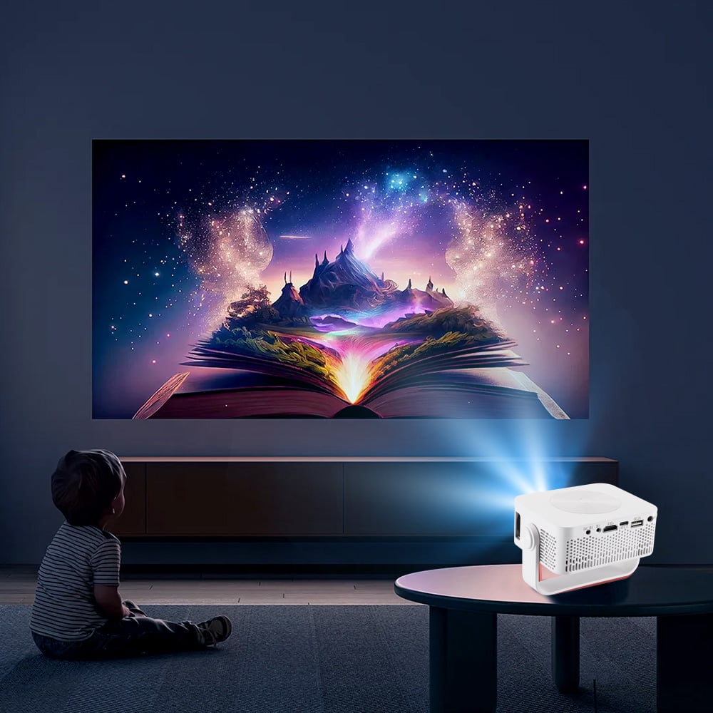 Mini Projector with WiFi , Native 1080P Projector , Projectors for Outdoor Movies Home Theater Built-in Speaker Android11 Dual WiFi6 Allwinner 1080p Compatible with iPhone/Android/PS4/Laptop