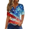 thumbnail image 2 of Cavosen 4th of July Clothes Women Petite Red White and Blue 3/4 Sleeve V Neck T Shirts USA Star Striped Graphic Shirts Lady XL Patriotic Casual Shirts Independence Day Tunic Tees Patriotic Clothes, 2 of 5