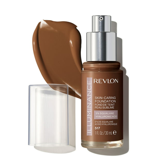  Revlon Illuminance Base líquida para el cuidado de la piel, ácido hialurónico, fórmula hidratante y nutritiva con cobertura media, ámbar, fl oz.