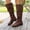 Brown, variant on FRSASU Women's Fashion Casual Winter Style Round-Toe Thick-Heeled Low-Heeled Mid-Calf Boots White