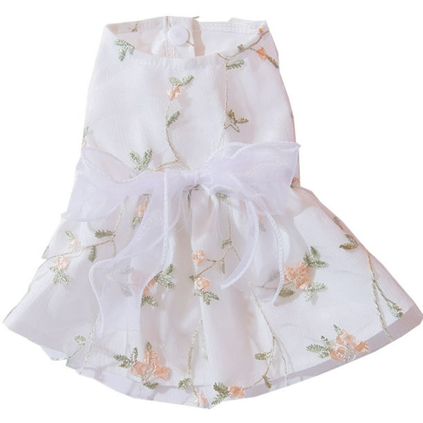 Vestido de princesa para perro, falda de encaje brillante con lazo bordado, ropa para mascotas, para boda, fiesta de cumpleaños, ropa para gato