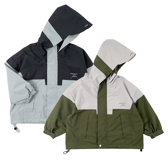 Esaierr Kids Toddler Spring Fall Hooded Jacket for Boys Girls Active Windbreaker Jacket Baby Hooded Coats Children Lightweight Jacket Patchwork Color Rain Jackets Outerwear for 2-10Y