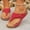 Red, variant on Womens White Wedge Sandals Comfortable Slide Thong - Low Heel Breathable Floral Perforated Casual Shoes for Summer,Size 8.5