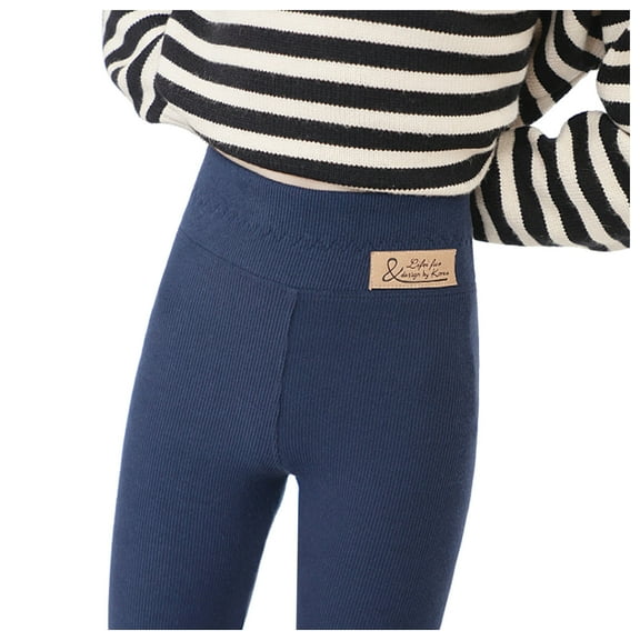 Fgnfyis Toddler Girls Ribbed Knit Ankle Leggings Stretchy Warm Winter Pants Full Length Comfortable Soft Basic Bottoms for Kids Blue 6-7 Years