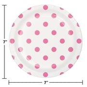 Creative Converting 337049 Dots & Stripes Candy Pink Round Dessert Plates, 8 Count