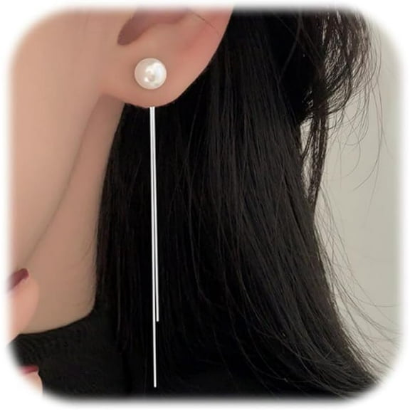 Dainty Boho Pearl Tassel Earrings - Wedding Pearl Chain Earrings for Women
