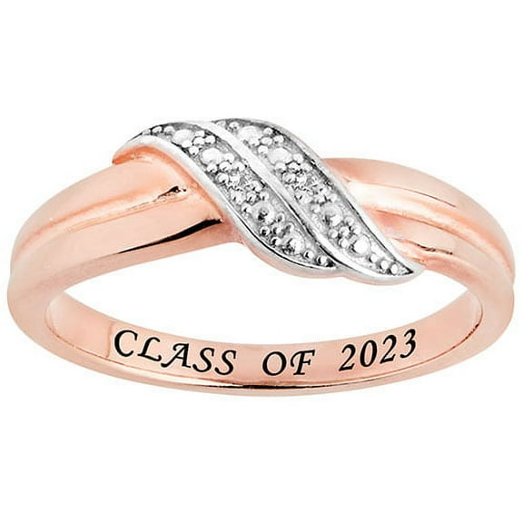 Order Now for 2025 Graduation, Freestyle Double Wave Diamond Accent Class Ring, Personalized, High School or College