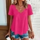 thumbnail image 1 of TaTaai Solid Color Casual Women Blouse Palace Lock Design Short Sleeve V Neck Regular Fit Breathable Soft Machine Washable Daily Office Casual Wear Top Gift, 1 of 9