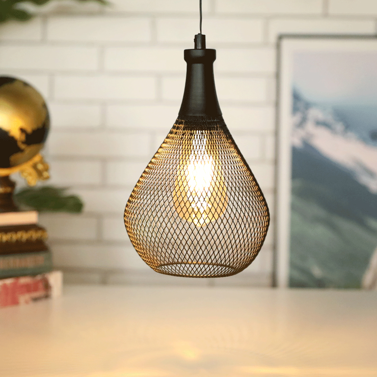 JHY DESIGN Set of 2 Metal Mesh Table Lamp LED Cordless Lamp Battery Powered  with 6-Hours Timer Feature Modern Battery Lamp 7.5''H with Edison Bulb for