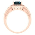 thumbnail image 4 of 2.78 ct Emerald Cut Natural London Blue Topaz with Simulated Diamond Halo Accents 18K Rose Gold Womens Engagement Ring, 4 of 5