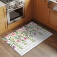 thumbnail image 3 of Colorful Flowers Bathroom Rug Washable 2x3 Entryway Rug Non Slip Spring Floral Leaves Botanical Gray Plaid Front Door Mat Low Pile Indoor Doormat Throw Floor Carpet for Kitchen Bedroom Entrance, 3 of 8