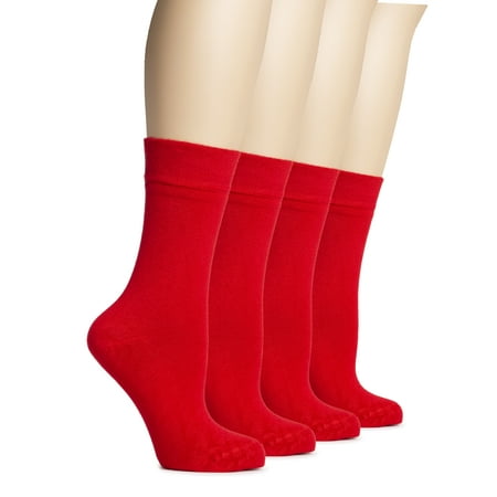 

HUGH UGOLI Women s Bamboo Thin Crew Socks for Dress 4 Pairs in Gift Box Red Shoe Size: 8-11