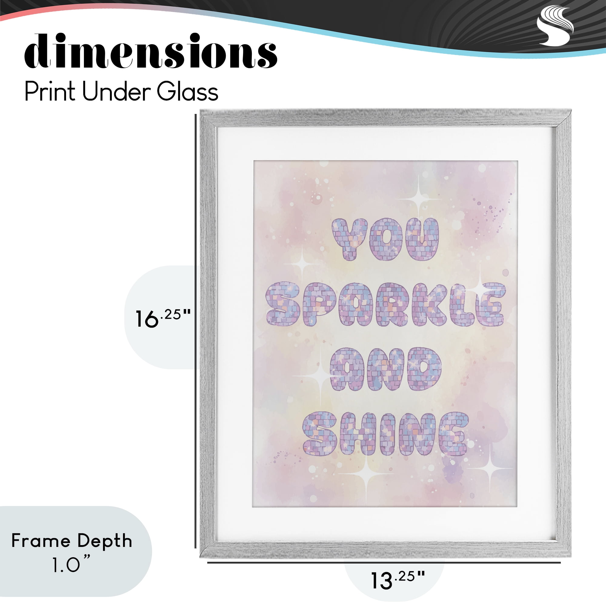 Stupell Industries You Sparkle And Shine Pastels Gray Framed Print Under Glass, design by Lil' Rue