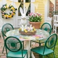 thumbnail image 4 of Round Fitted Tablecloth,Easter Egg Green Check Circle Table Cover Waterproof Table Cloth with Elastic Edge,Spring Flower Leaf Pastoral Style Outdoor Tablecloths for Kitchen Picnic 55-60in, 4 of 9