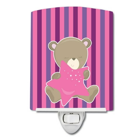 

Caroline s Treasures BB8615CNL Baby Girl Bear with Star Ceramic Night Light 6x4x3 multicolor