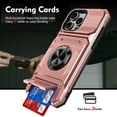 thumbnail image 2 of Armor Case for iPhone 13 Pro Max Heavy Duty Kickstand Case with Rotate Ring Stand & Card Holder Slot,Support Magnetic Car Mount Shockproof Rugged Back Phone Case For iPhone 13 Pro Max, Rosegold, 2 of 7
