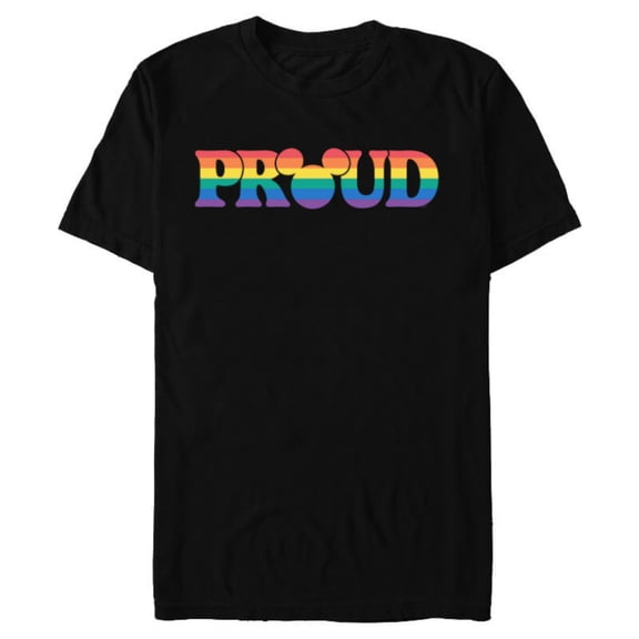 Disney Pride Collection Rainbow Mickey Mouse Proud Retro- Short Sleeve Blended T-Shirt for Adults - Customized-Black